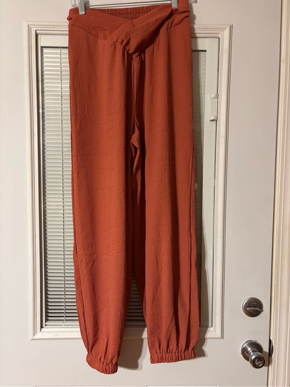 SHEIN Rust Orange Paperbag Waist Wide-Leg Pants